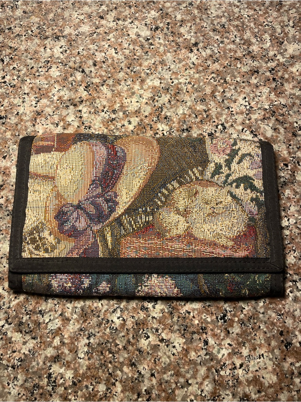 Vintage Danny K Tapestry Fold-Over Wallet in Multicolor Floral